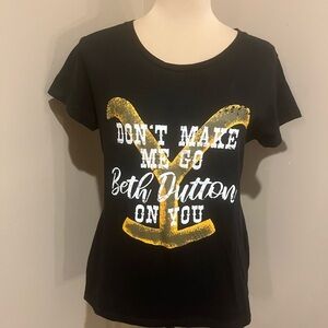 Yellowstone Logo Black Tee — White Screenprint